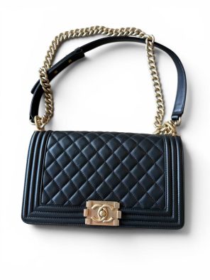 Pre-Owned Chanel Boy Medium size Black Lambskin.
