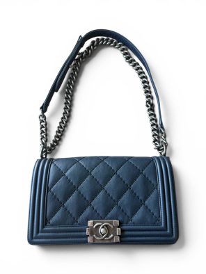 Pre-Owned Chanel Boy NAVY Lambskin.