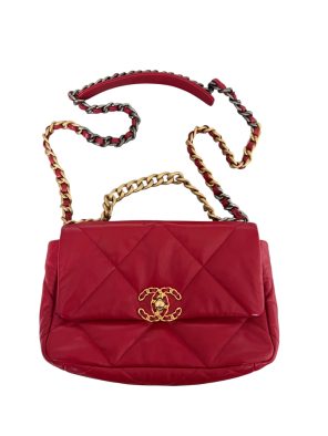 Pre-Owned Chanel Small 19 Flap Bag – Red Lambskin