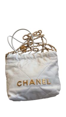 Pre-Owned Chanel 22 Mini Drawstring Crossbody Chain Shoulder Bag – Beige
